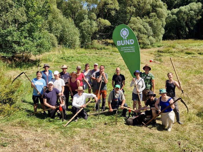 Gruppenfoto Wilde Sense Camp 2026 auf der Wiese in Schönling