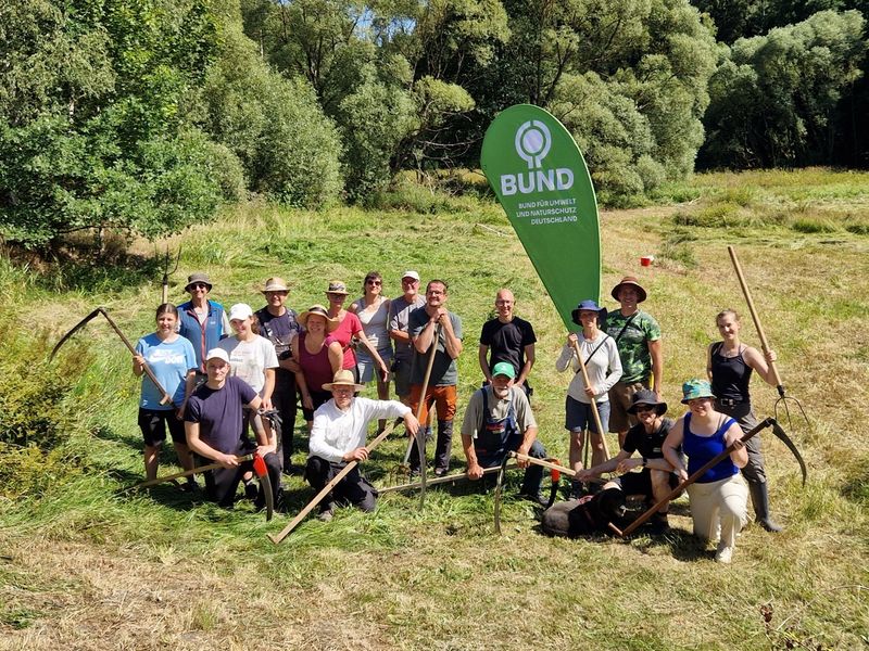 Gruppenfoto Wilde Sense Camp 2026 auf der Wiese in Schönling